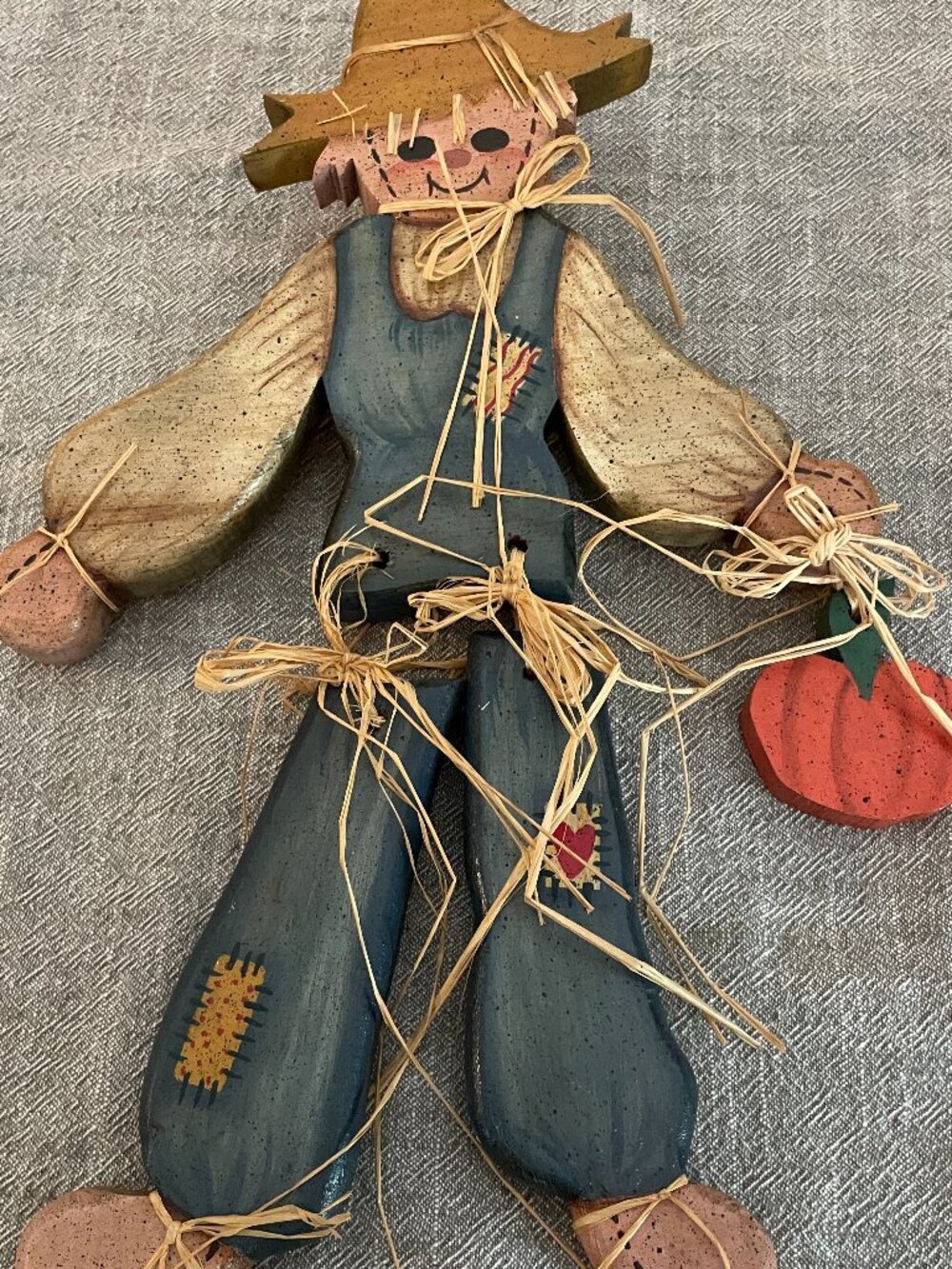 Scarecrow Handmade Jointed Wooden Whimsical Figurine Cottagecore Vintage! - Picture 1 of 5